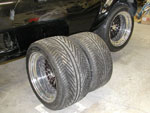 A 3/4 shot of the wheels and tires
