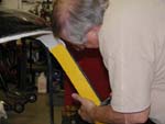 Dave installing the custom pillar trim piece