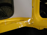 Close up of painted rear trim strips