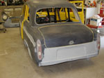 Rear view of sanded car