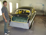 The trunk interior to protect it from overspray