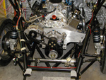 A close-up of the belt drive setup.