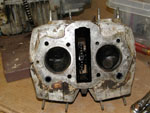 Bottom of cylinder head - valves and cam sprocket