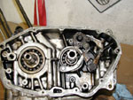 Left side of engine with primary drive and clutch removed