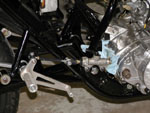 A close-up of the brake linkage