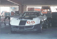 The Corvette in the Daytona garage at Drivers' School