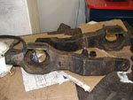 The trailing arms before and after refurbishment.